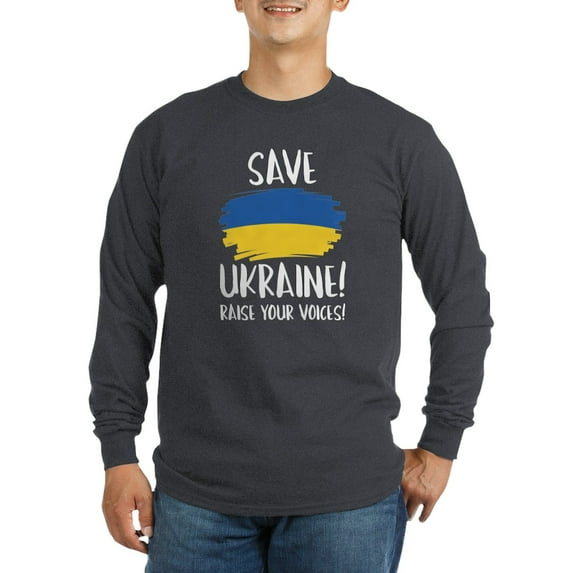 CafePress - Save Ukraine Raise Your Voices Long Sleeve Dark T - Long Sleeve Dark T-Shirt