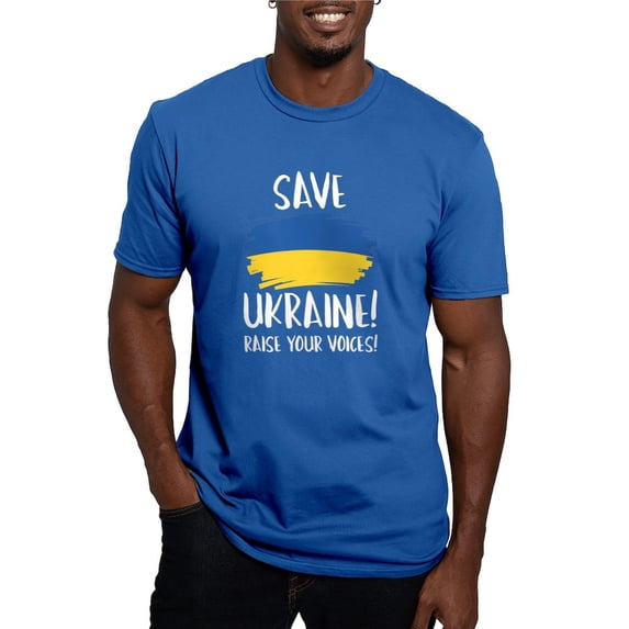 CafePress - Save Ukraine Raise Your Voices Men's Fitted T Shir - Men's Fitted T-Shirt
