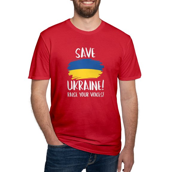 CafePress - Save Ukraine Raise Your Voices Men's Fitted T Shir - Men's Fitted T-Shirt