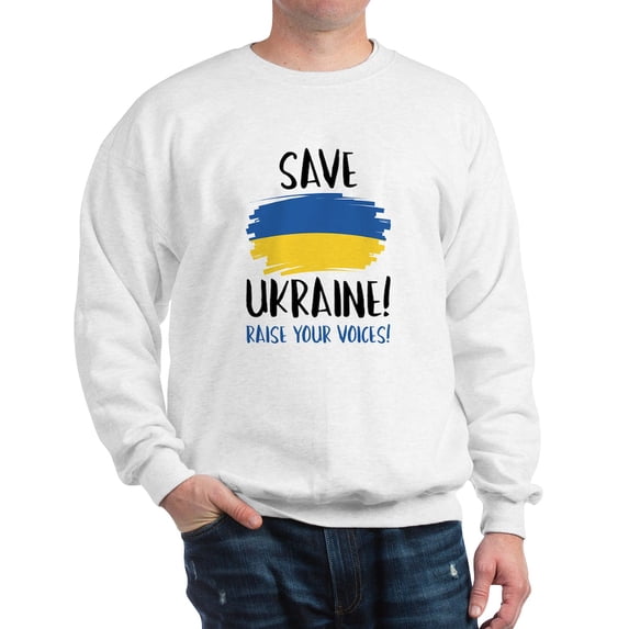 CafePress - Save Ukraine Raise Your Voices Sweatshirt - Crew Neck Sweatshirt