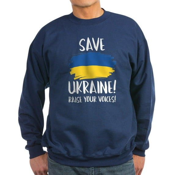 CafePress - Save Ukraine Raise Your Voices Sweatshirt (Dark) - Classic Crew Neck Sweatshirt