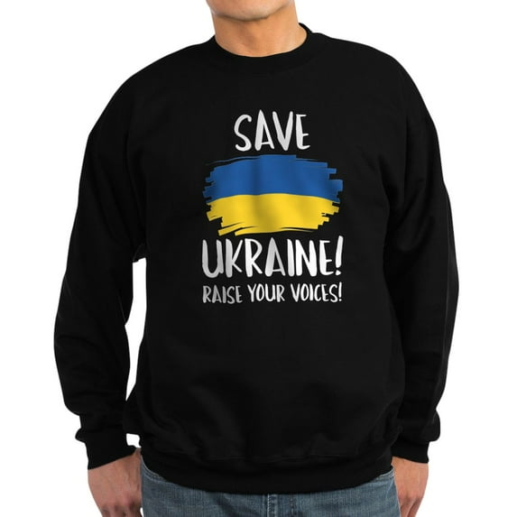 CafePress - Save Ukraine Raise Your Voices Sweatshirt (Dark) - Classic Crew Neck Sweatshirt