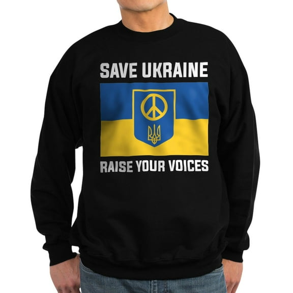 CafePress - Save Ukraine Raise Your Voices Sweatshirt (Dark) - Classic Crew Neck Sweatshirt