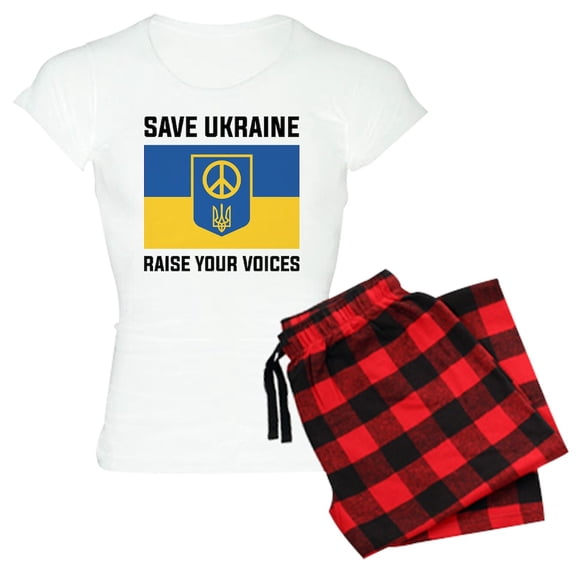 CafePress - Save Ukraine Raise Your Voices Women's Light Pajam - Women's Short Sleeve Print T-Shirt and Pants Light Cotton Pajama Set