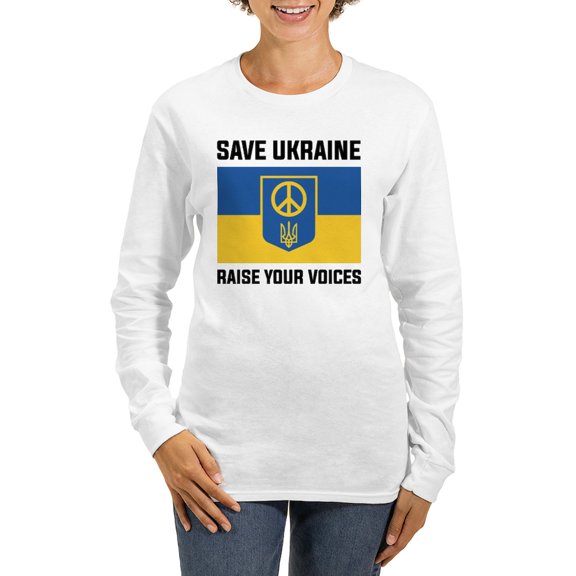CafePress - Save Ukraine Raise Your Voices Women's Long Sleeve - Women's Long Sleeve Graphic Casual T-Shirt