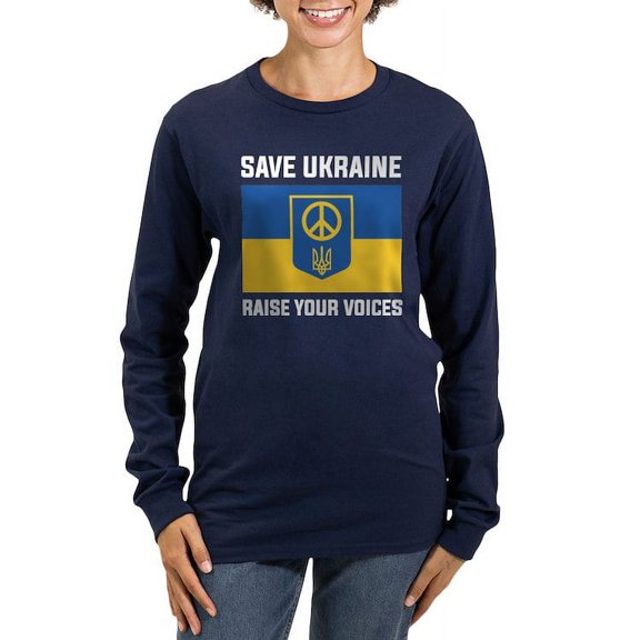 CafePress - Save Ukraine Raise Your Voices Women's Long Sleeve - Women's Long Sleeve Graphic Tee Casual Fit