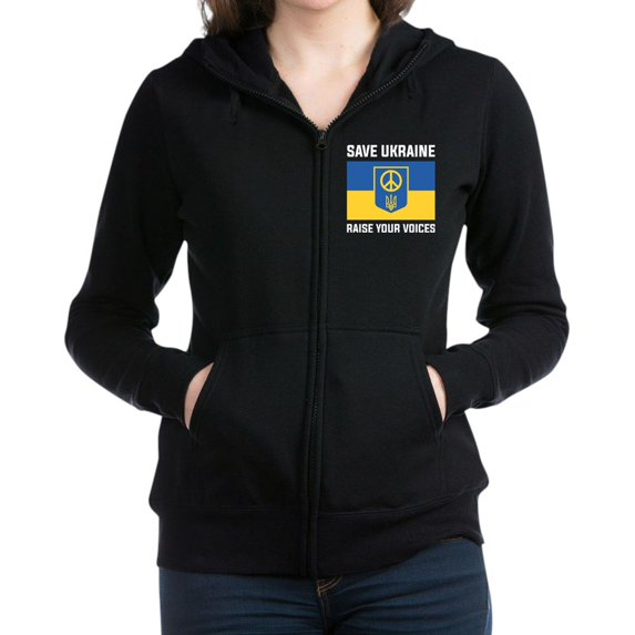 CafePress - Save Ukraine Raise Your Voices Women's Zip Up Hood - Women's Zip Hoodie