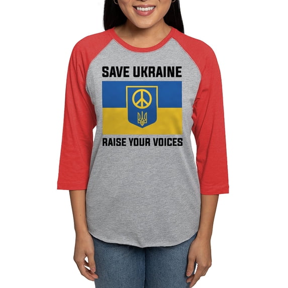 CafePress - Save Ukraine Raise Your Voices - Womens Baseball Tee