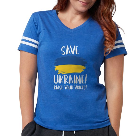 CafePress - Save Ukraine Raise Your Voices Womens Football Shi - Womens Football Shirt