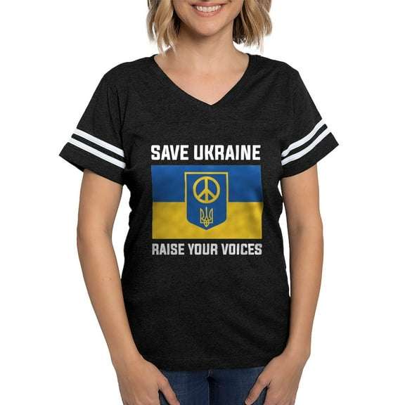 CafePress - Save Ukraine Raise Your Voices Womens Football Shi - Womens Football Shirt