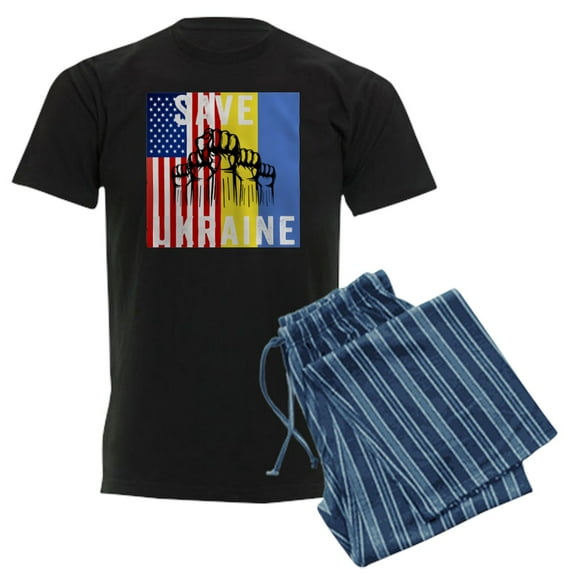 CafePress - Save Ukraine Stop War Pajamas - Men's Dark Loose Fit Cotton Pajama Set