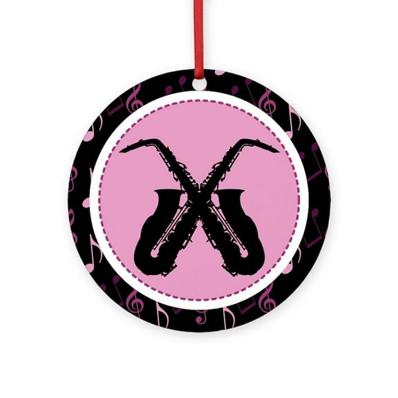 CafePress - Saxophone Music Ornament -  Round Wood Ornament 4"
