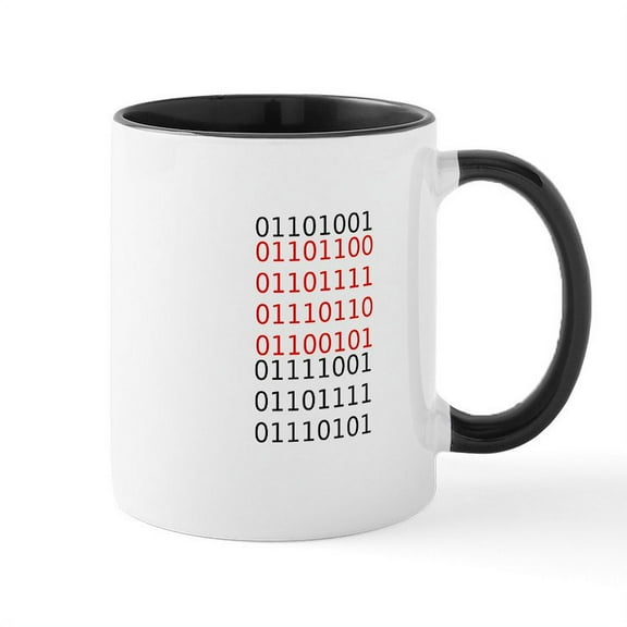 CafePress - Say I Love You In Binary Code Mug - 11 oz Ceramic Mug - Novelty Coffee Tea Cup