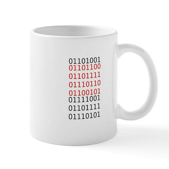 CafePress - Say I Love You In Binary Code Mug - 11 oz Ceramic Mug - Novelty Coffee Tea Cup