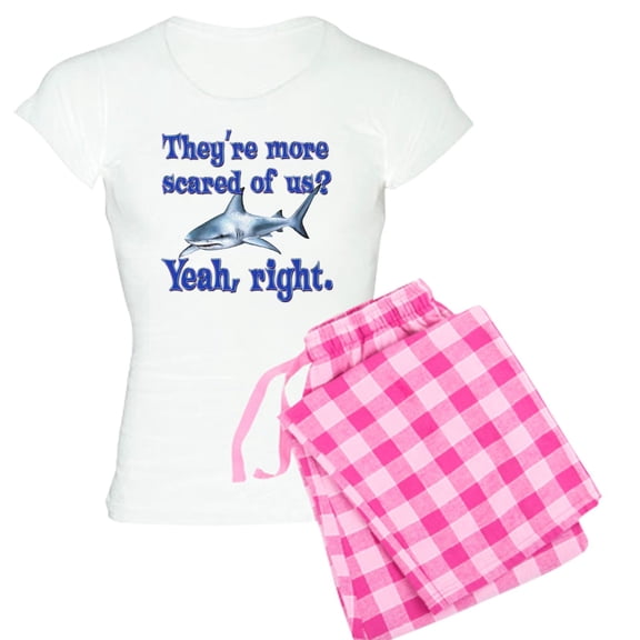CafePress - Scared Sharks Women's Light Pajamas - Women's Short Sleeve Print T-Shirt and Pants Light Cotton Pajama Set