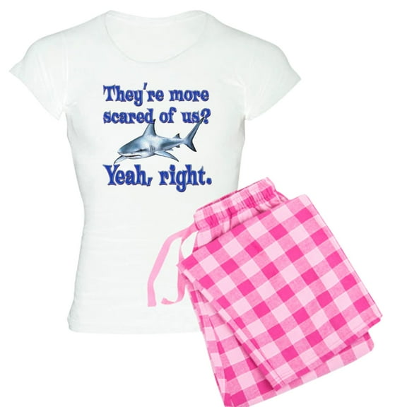 CafePress - Scared Sharks Women's Light Pajamas - Women's Short Sleeve Print T-Shirt and Pants Light Cotton Pajama Set