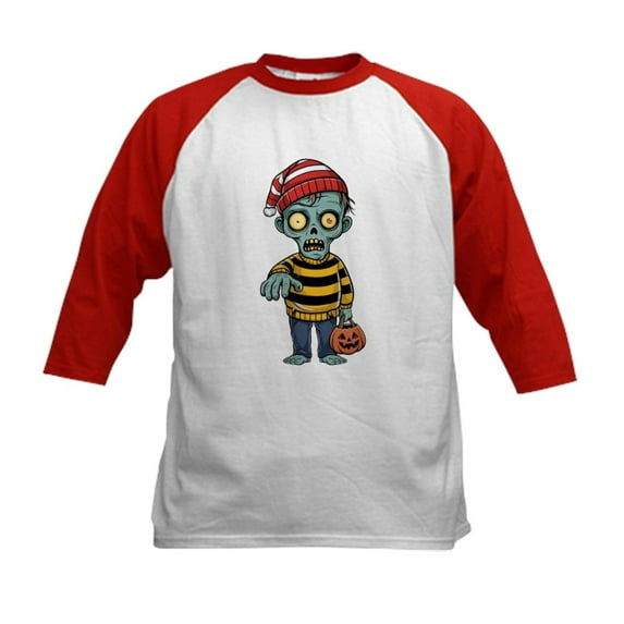 CafePress - Scary Zombie T Shirt Kids Baseball T Shirt - Kids Cotton Baseball Jersey, 3/4 Sleeve Shirt