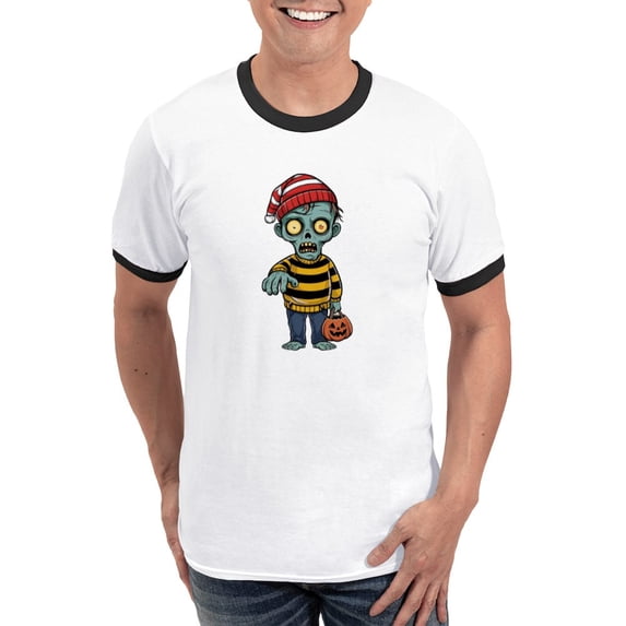 CafePress - Scary Zombie T Shirt Men's Ringer T Shirt - 100% Cotton Ringed T-Shirt