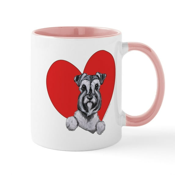 CafePress - Schnauzer In Heart Mug - 11 oz Ceramic Mug - Novelty Coffee Tea Cup