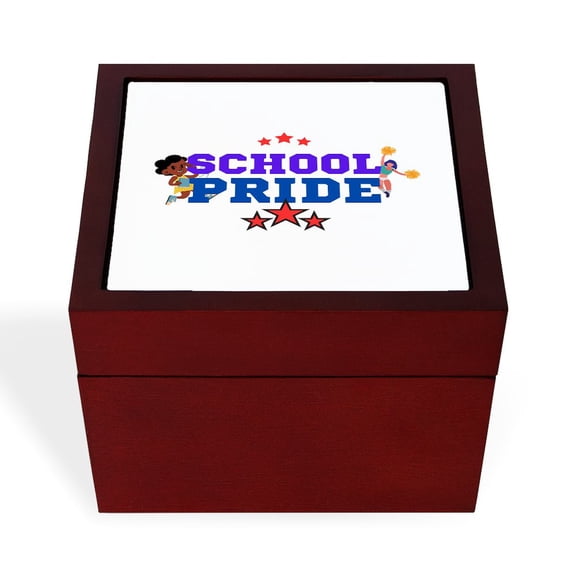CafePress - School Pride T Shirt – Wear Your Spirit! - Keepsake Box, Finished Hardwood Jewelry Box, Velvet Lined Memento Box
