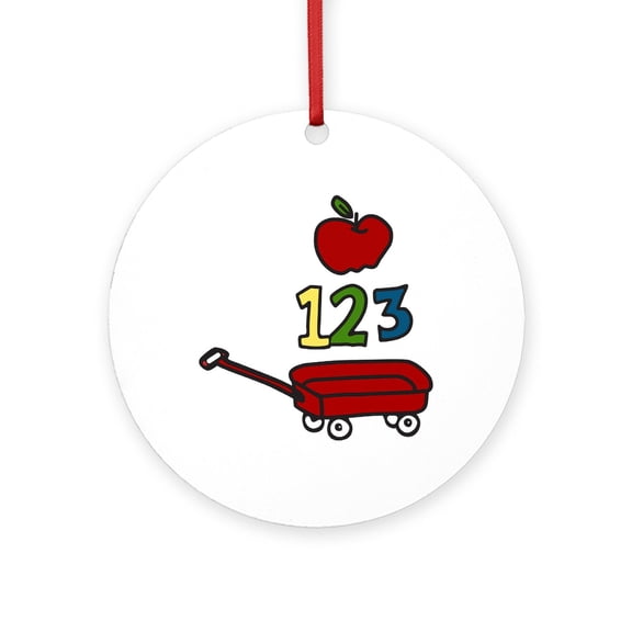 CafePress - School Wagon - Round Wood Ornament 4"