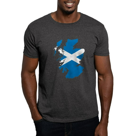 CafePress - Scotland Flag Map Dark T Shirt - Men's Classic Graphic Cotton T-Shirt