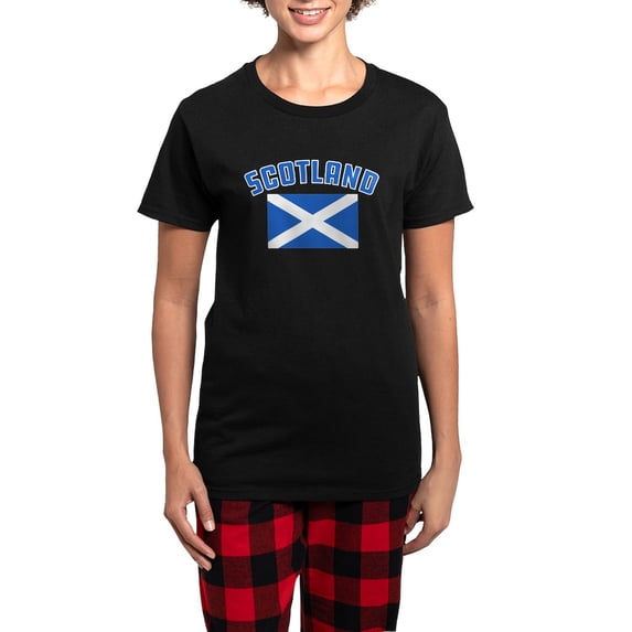 CafePress - Scotland Flag Women's Dark Pajamas - Women's Short Sleeve Print T-Shirt and Pants Dark Cotton Pajama Set