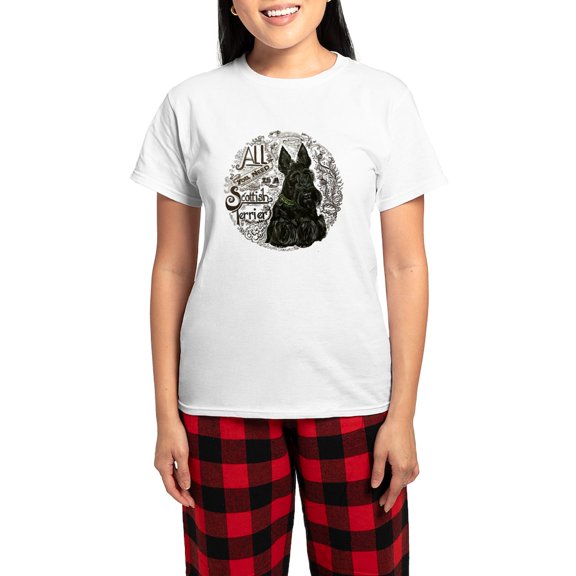CafePress - Scottie Basics Pajamas - Women's Short Sleeve Print T-Shirt and Pants Light Cotton Pajama Set