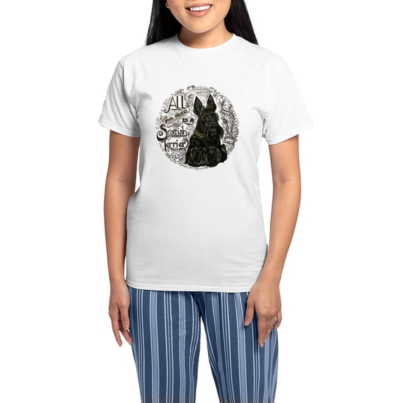 CafePress - Scottie Basics Pajamas - Women's Short Sleeve Print T-Shirt and Pants Light Cotton Pajama Set