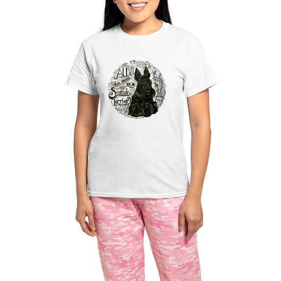 CafePress - Scottie Basics Pajamas - Women's Short Sleeve Print T-Shirt and Pants Light Cotton Pajama Set