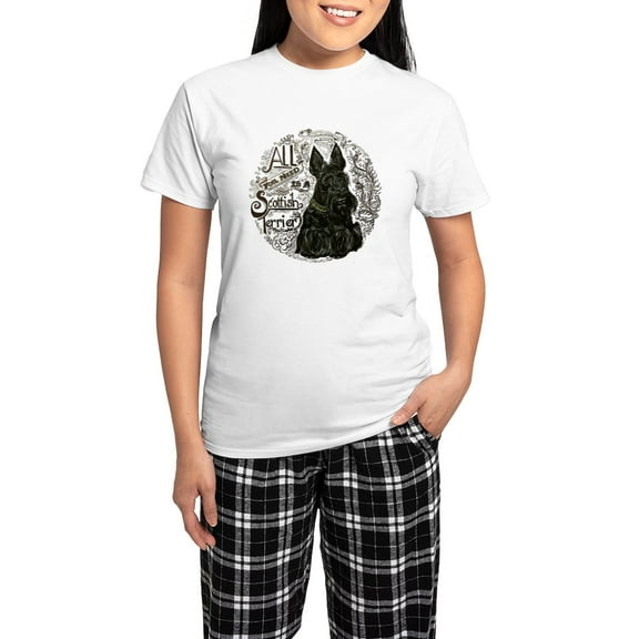 CafePress - Scottie Basics Pajamas - Women's Short Sleeve Print T-Shirt and Pants Light Cotton Pajama Set