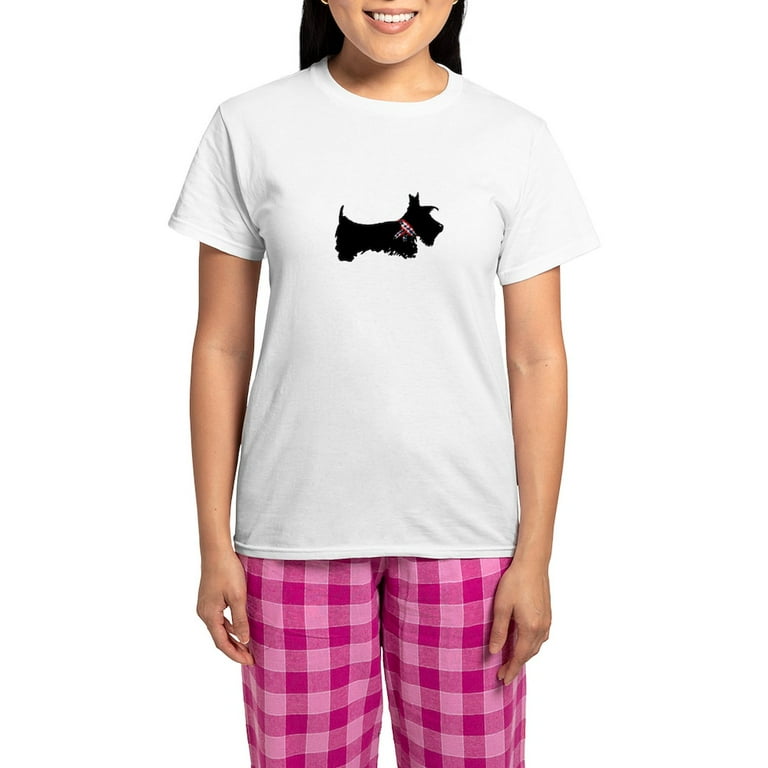 CafePress Scottie Dog Women s Light Pajamas Women s Short Sleeve Print T Shirt and Pants Light Cotton Pajama Set