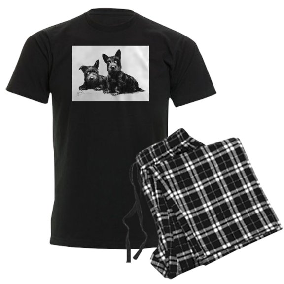 CafePress - Scottie Dogs Men's Dark Pajamas - Men's Dark Loose Fit Cotton Pajama Set