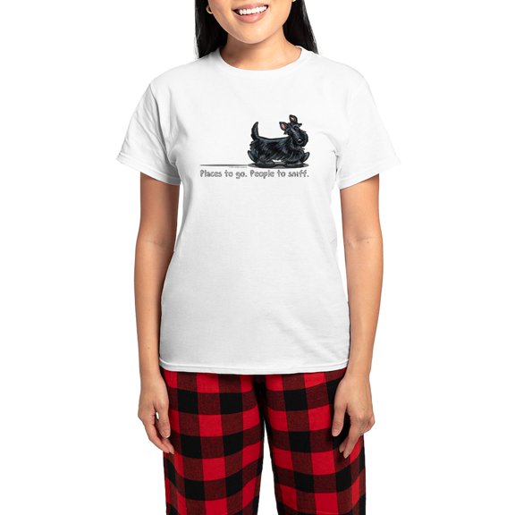 CafePress - Scottie Places Pajamas - Women's Short Sleeve Print T-Shirt and Pants Light Cotton Pajama Set