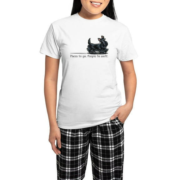 CafePress - Scottie Places Pajamas - Women's Short Sleeve Print T-Shirt and Pants Light Cotton Pajama Set