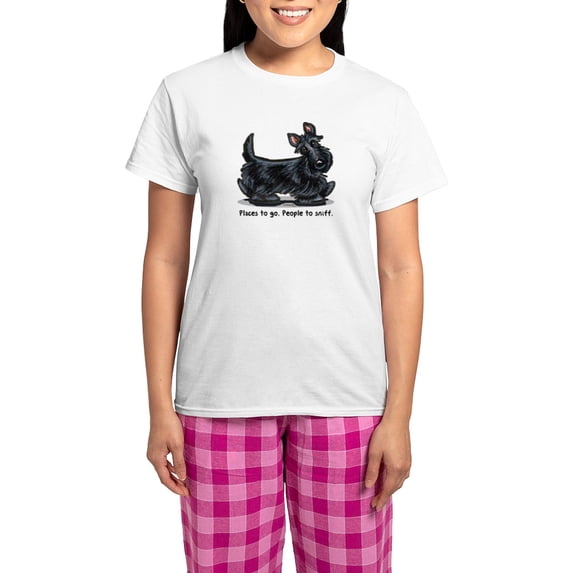 CafePress - Scottie Places Women's Light Pajamas - Women's Short Sleeve Print T-Shirt and Pants Light Cotton Pajama Set