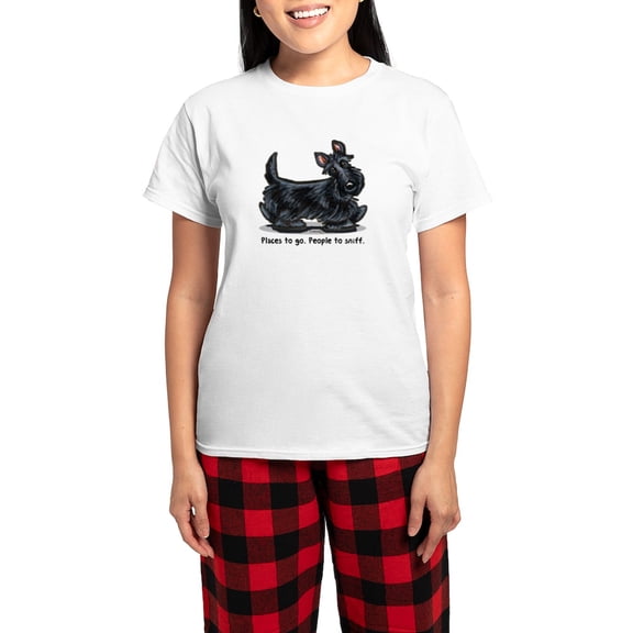 CafePress - Scottie Places Women's Light Pajamas - Women's Short Sleeve Print T-Shirt and Pants Light Cotton Pajama Set