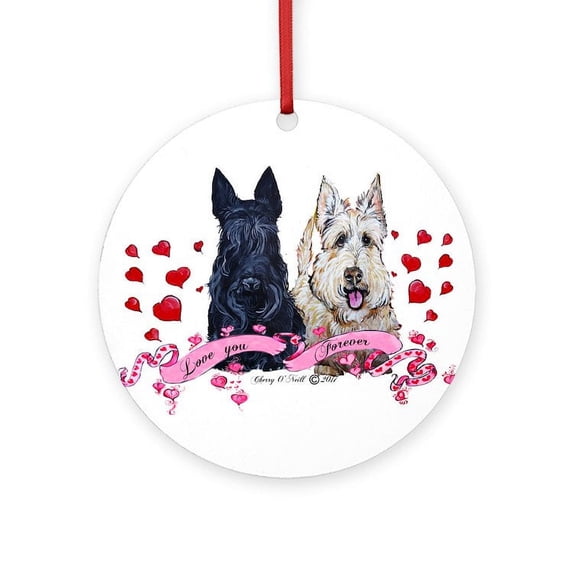 CafePress - Scottie Valentine - Round Wood Ornament 4"