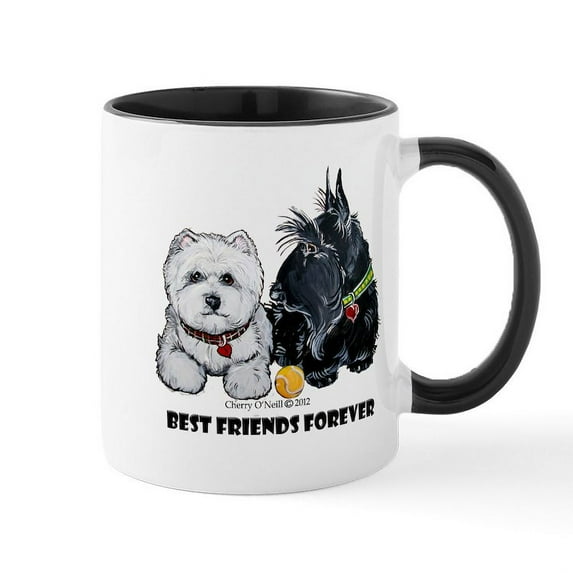 CafePress - Scottie & Westie Best Friends Mug - 11 oz Ceramic Mug - Novelty Coffee Tea Cup