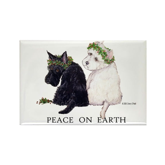 CafePress - Scottie Westie Christmas - Rectangle Magnet, 2"x3" Refrigerator Magnet