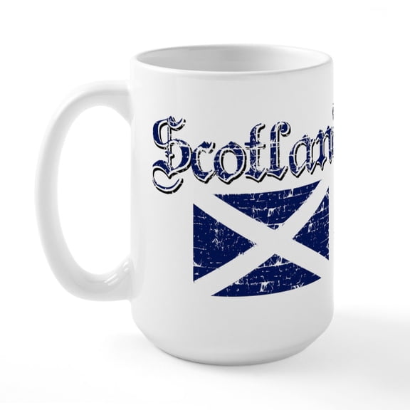 CafePress - Scottish Flag Large Mug - 15 oz Ceramic Large White Novelty Mug
