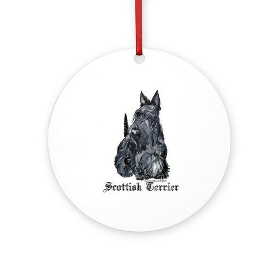 CafePress - Scottish Terrier Portrait - Round Wood Ornament 4"