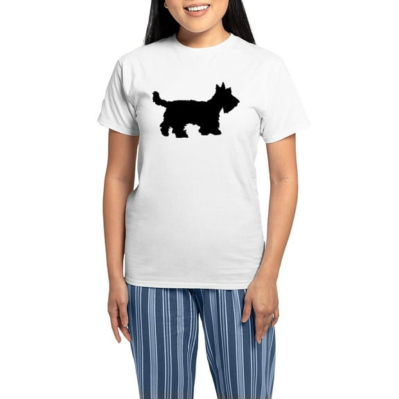 CafePress - Scottish Terrier Women's Light Pajamas - Women's Short Sleeve Print T-Shirt and Pants Light Cotton Pajama Set