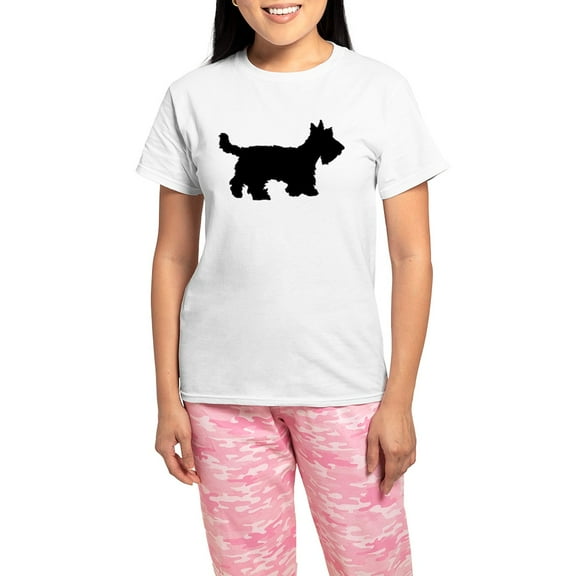 CafePress - Scottish Terrier Women's Light Pajamas - Women's Short Sleeve Print T-Shirt and Pants Light Cotton Pajama Set