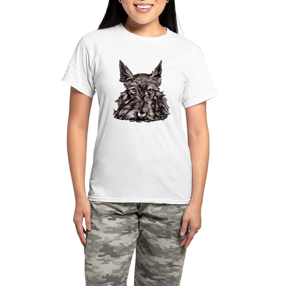 CafePress - Scottish Terrier Women's Light Pajamas - Women's Short Sleeve Print T-Shirt and Pants Light Cotton Pajama Set
