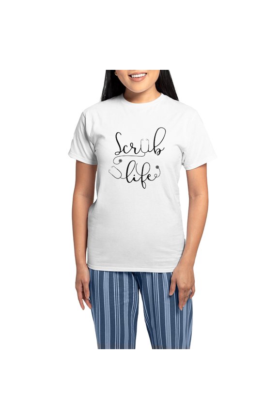 - Scrub Life Women's Light Pajamas - Women's Short Sleeve Print T-Shirt and Pants Light Cotton Pajama Set