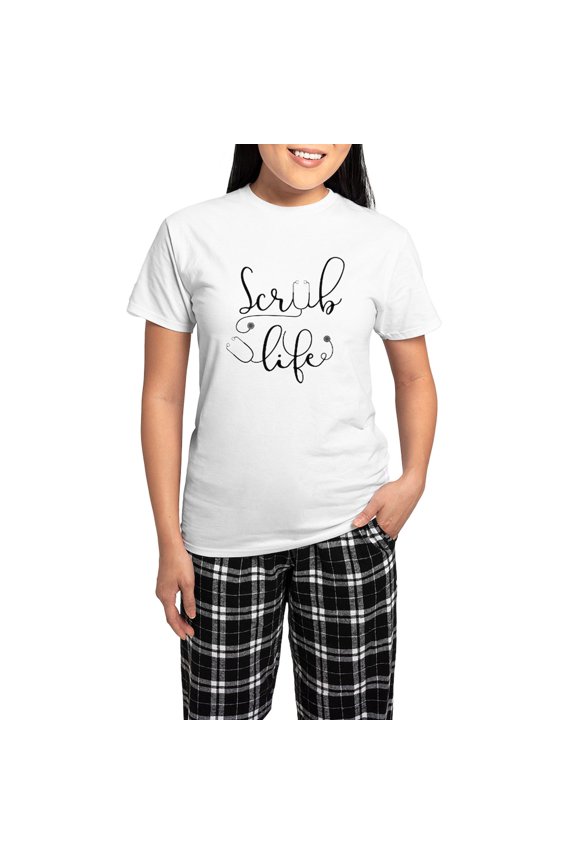 - Scrub Life Women's Light Pajamas - Women's Short Sleeve Print T-Shirt and Pants Light Cotton Pajama Set