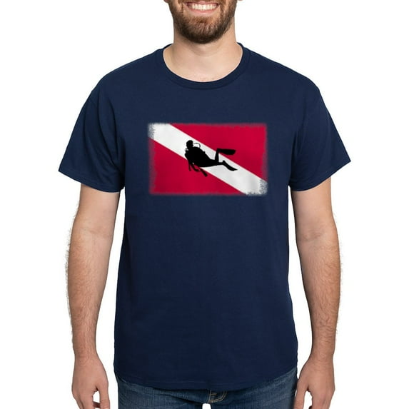 CafePress - Scuba Diving Flag Dark T Shirt - Men's Classic Graphic Cotton T-Shirt