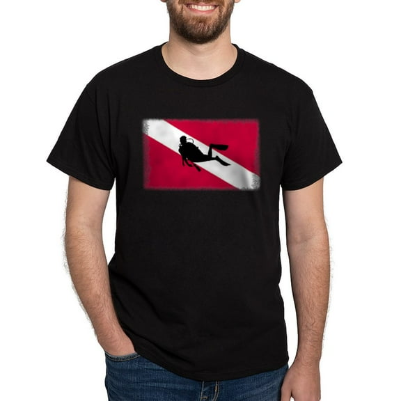 CafePress - Scuba Diving Flag Dark T Shirt - Men's Classic Graphic Cotton T-Shirt