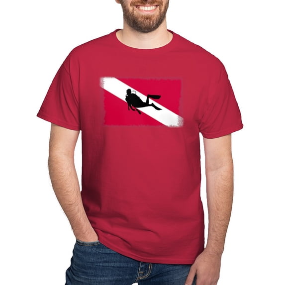 CafePress - Scuba Diving Flag Dark T Shirt - Men's Classic Graphic Cotton T-Shirt